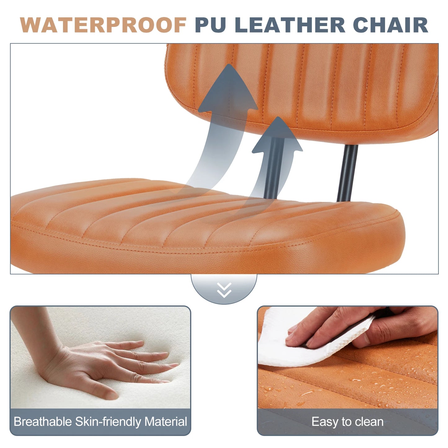 JHK Armless Office Chair Lumbar Support And 360 Degree Swivel