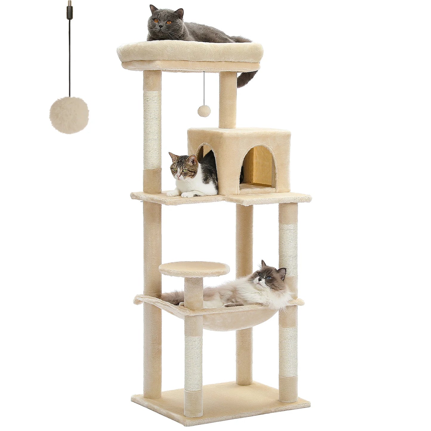 PAWZ Road Cat Tree Indoor Five Level Tower With Hammock