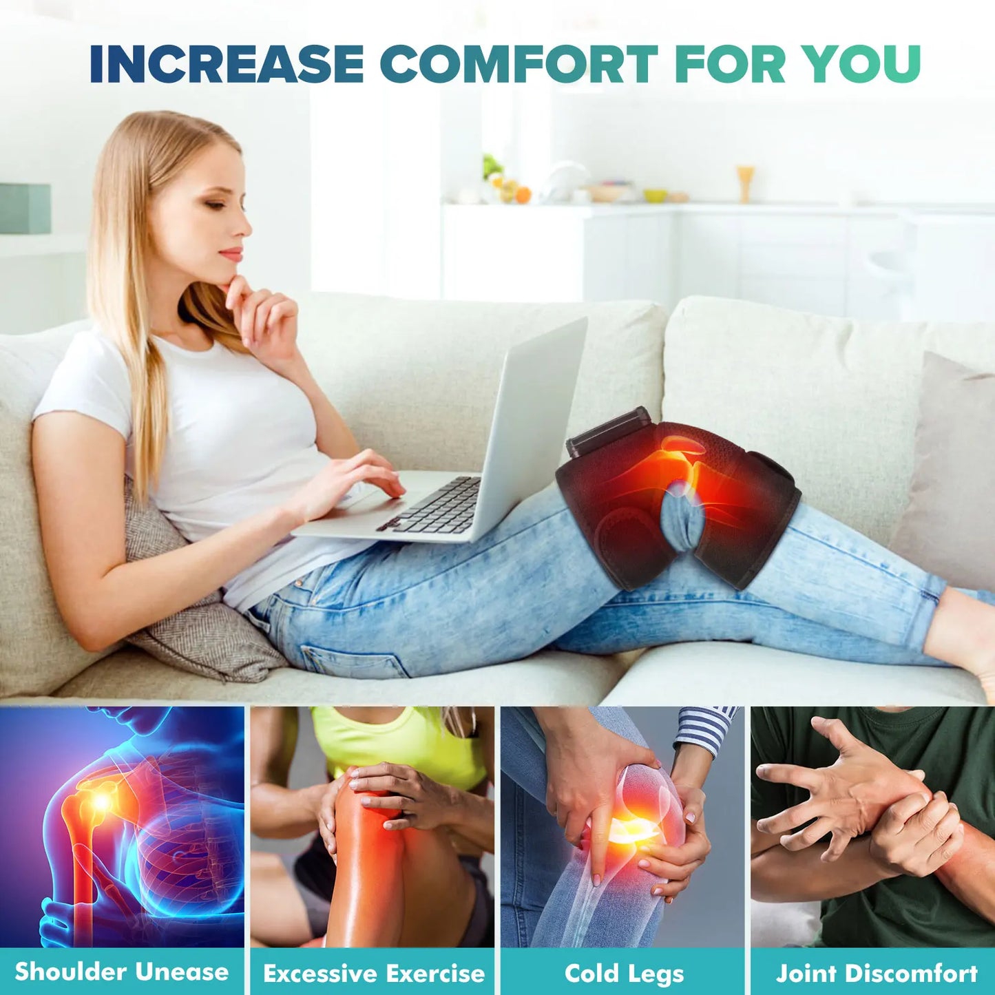 Hailicare Knee Heating Massager With Hot Compress And Vibration