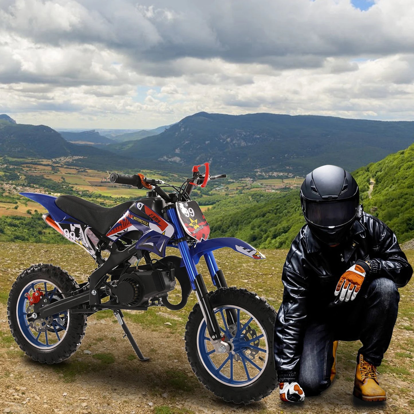 49cc 2 Stroke Dirt Bike Motocross Off Road Mini Motorcycle With Disc Brakes