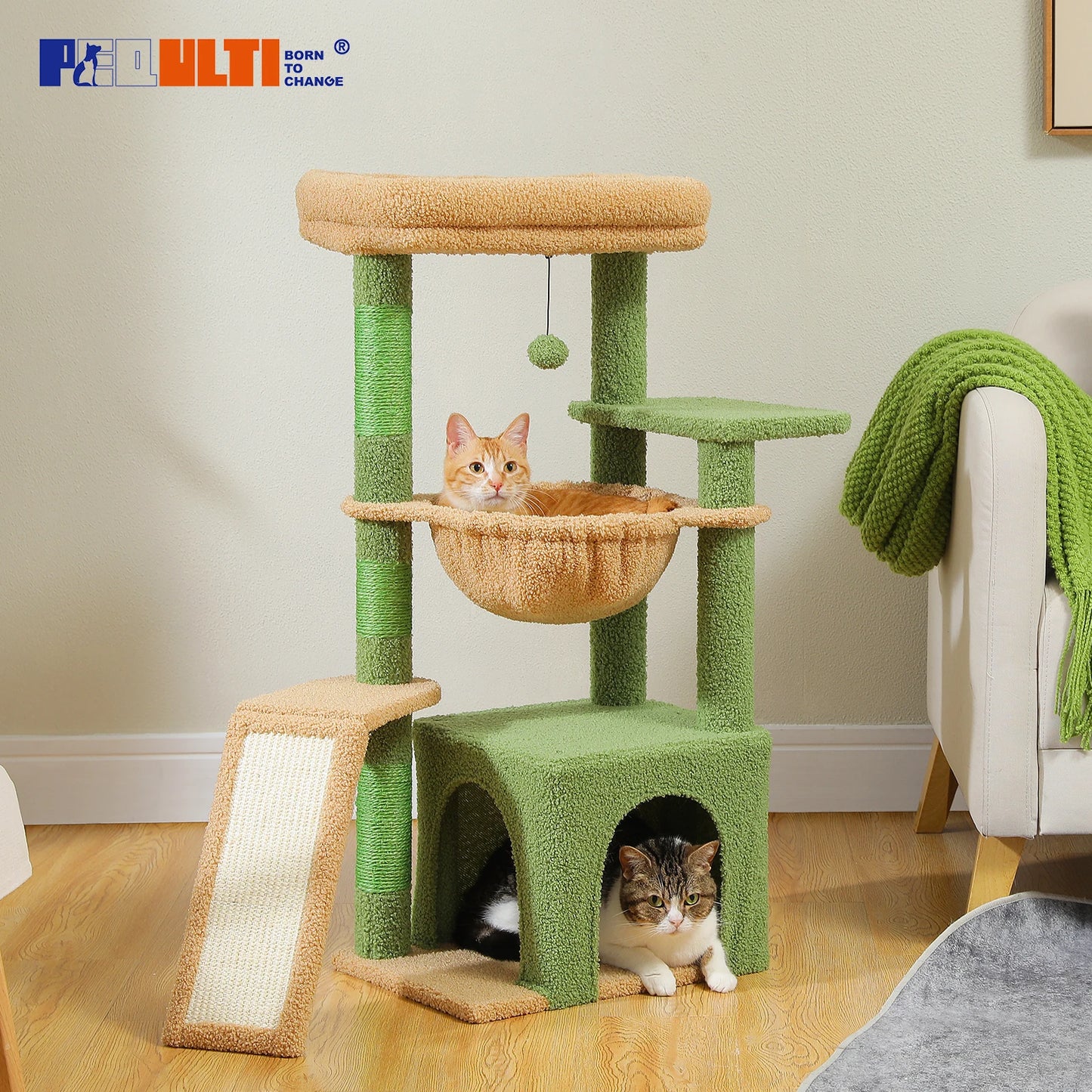PEQULTI CN Cat Tree Tower With Natural Indoor Sisal Scratching Post And Condo