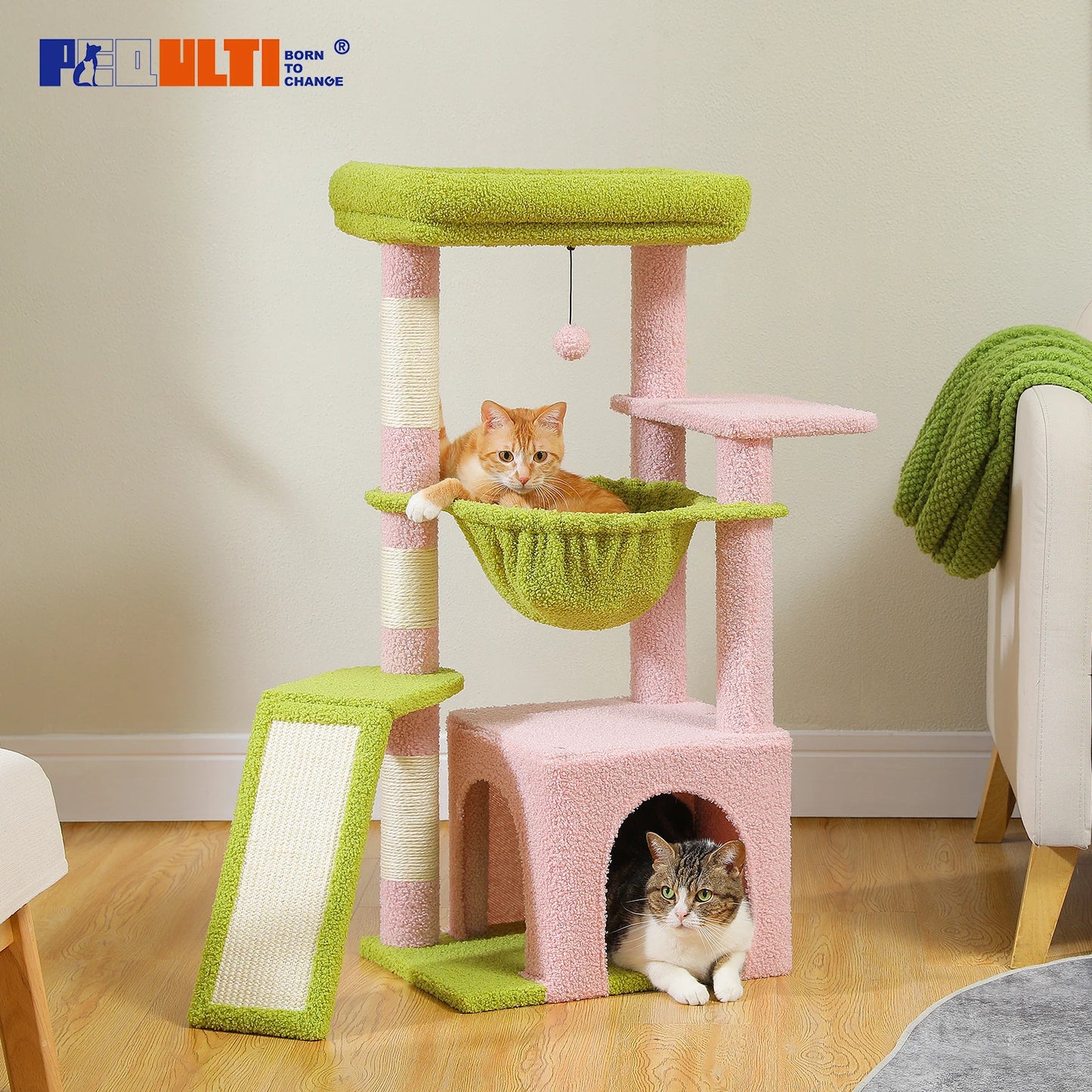 PEQULTI CN Cat Tree Tower With Natural Indoor Sisal Scratching Post And Condo
