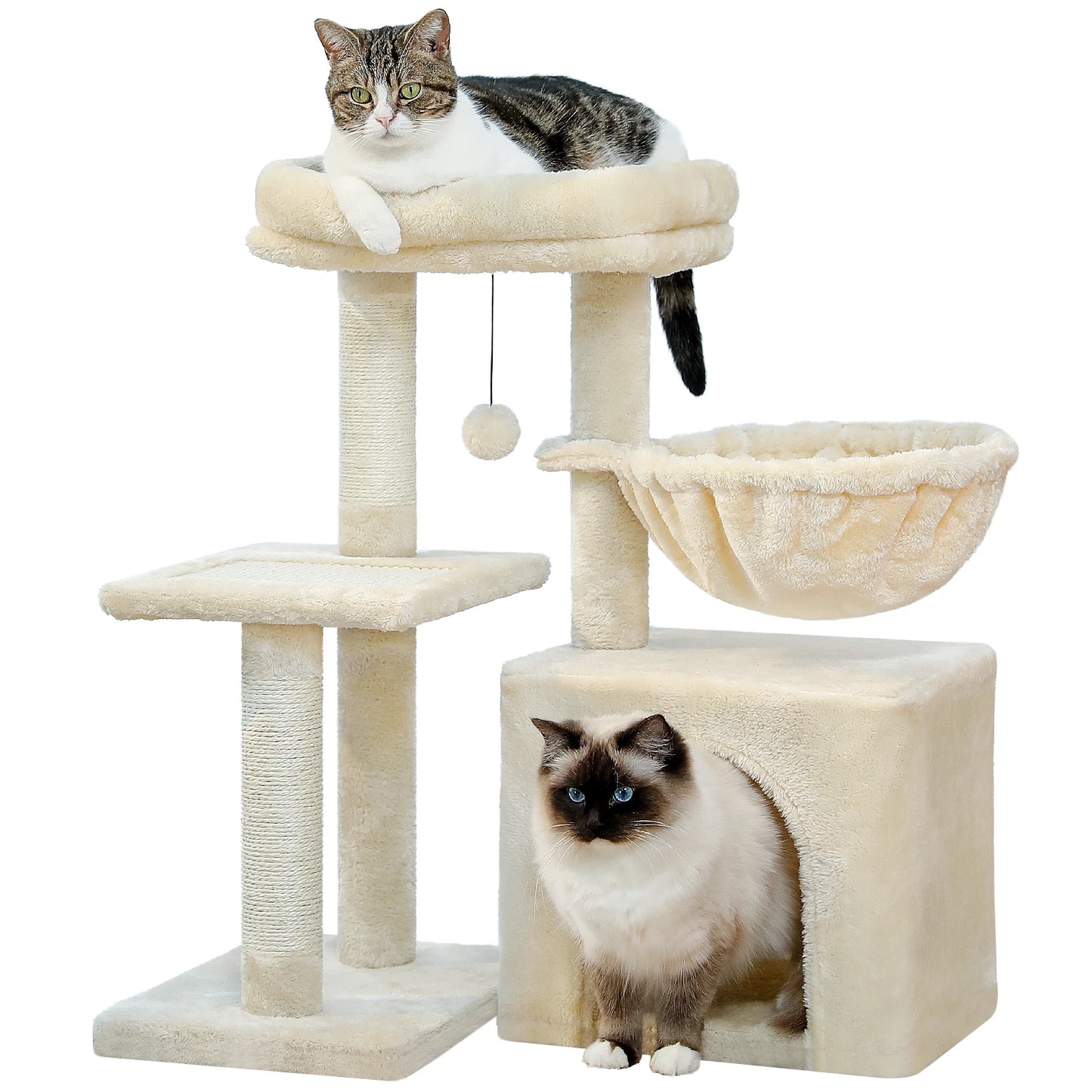 PEQULTI CN Cat Tree Tower With Natural Indoor Sisal Scratching Post And Condo
