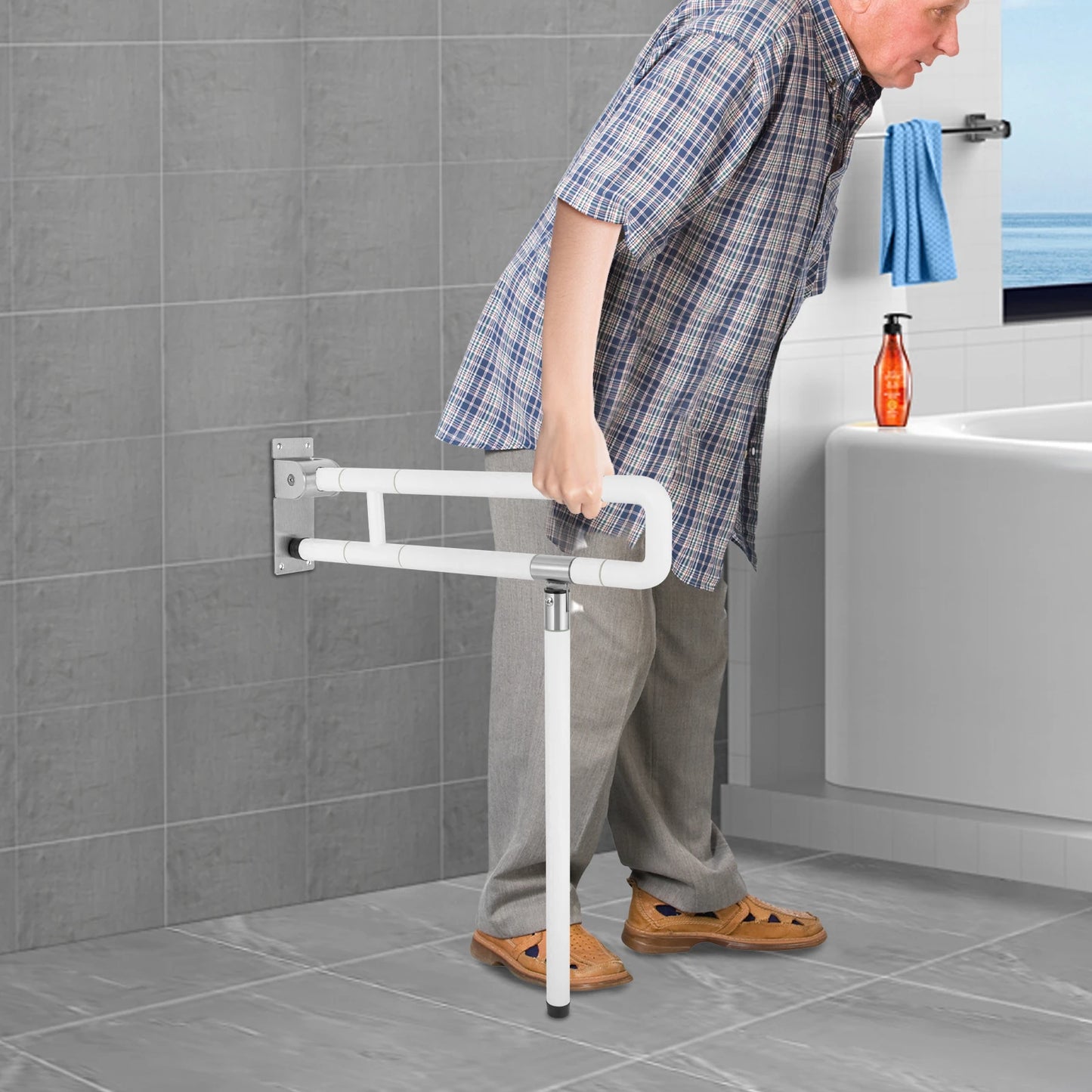 Foldable Wall Grab Bar For Toilet Assistance And Elderly Safety