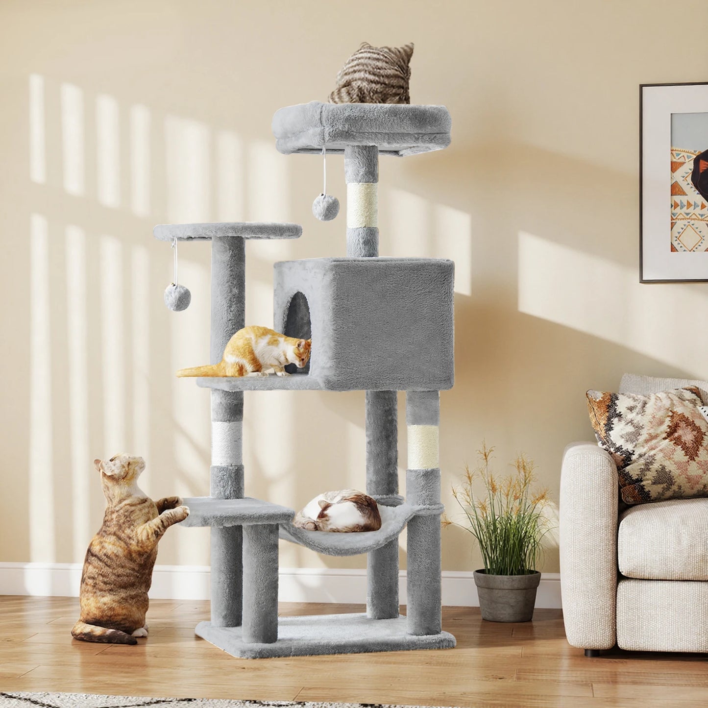 JHK Multi Cat Tree With Sisal Posts For Indoor Cats