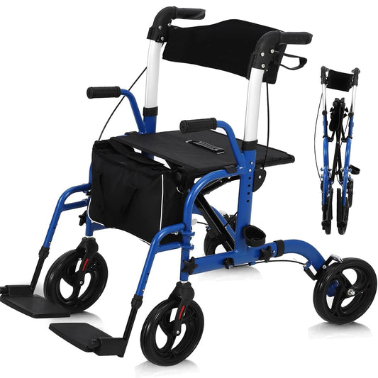 All Terrain Rollator Walker with Seat and Backrest for Seniors