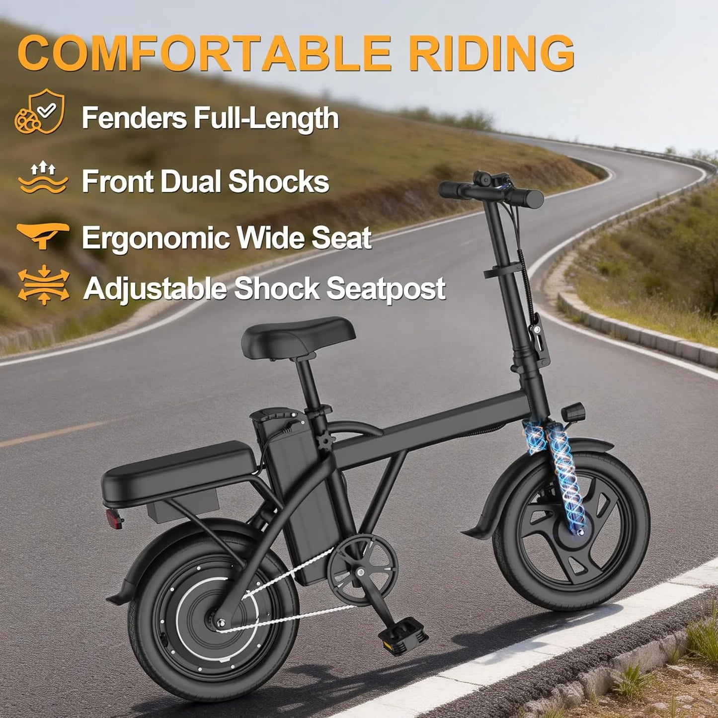 Ladped Foldable Electric Bike 500W Dual Seat Long Range